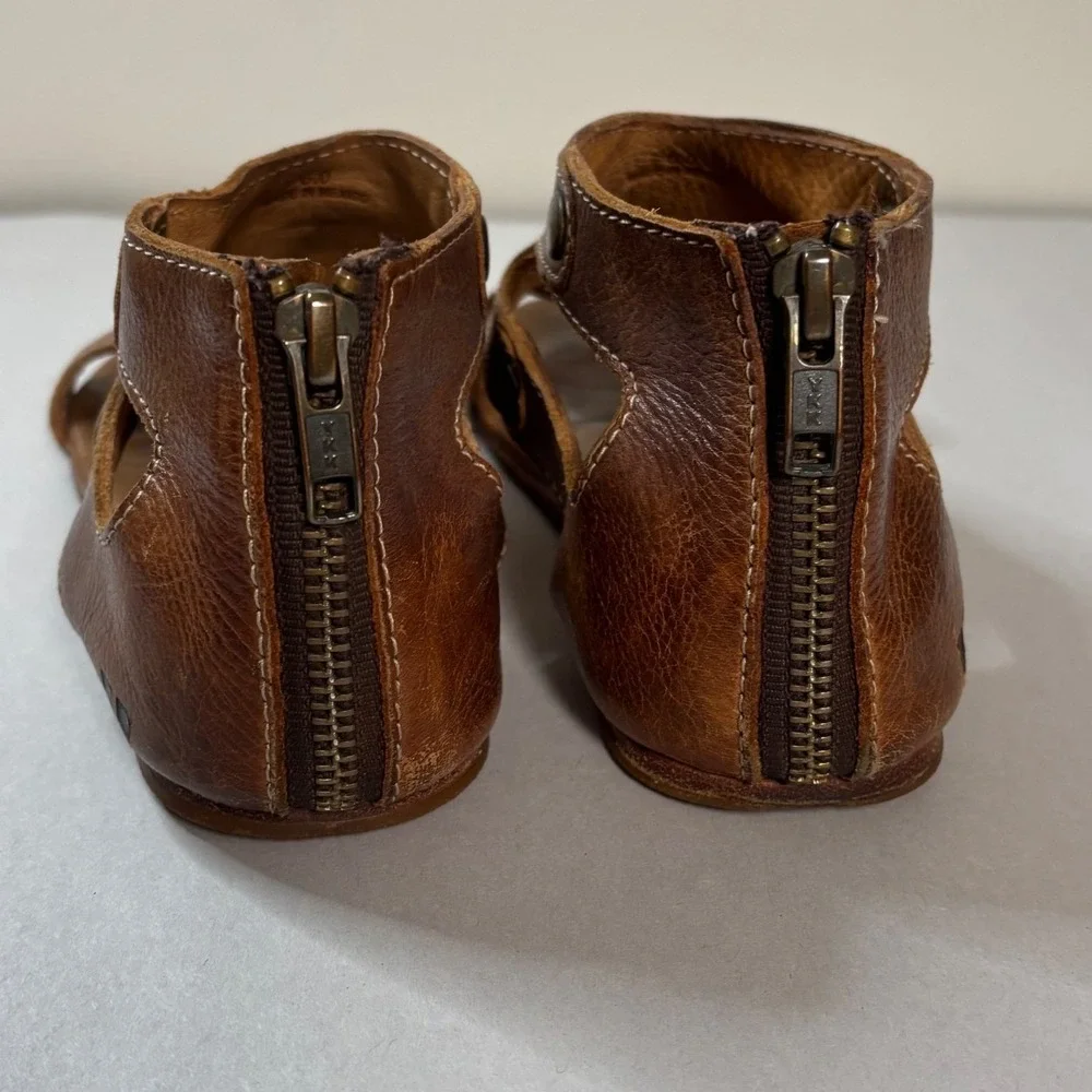 Bed Stu Womens Brown Soto Leather Sandals Size 6 Boho Gladiator Rustic Flats - Picture 3 of 12
